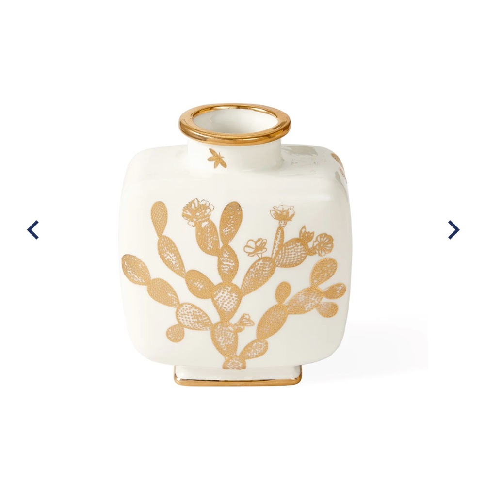 Jonathan Adler botanical square cactus vase, 6.5" W, 4" D, 7.75" H